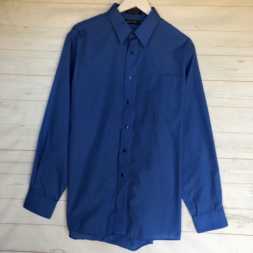 Blue Puritan Button-Up Dress Shirt